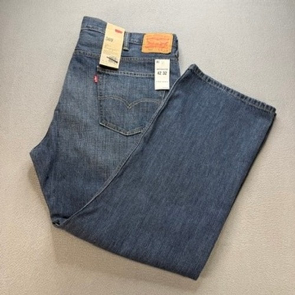 Levis 569 Loose Baggy Straight Fit Jeans Mens 42x32 (FIT 43x31) Blue Denim NWT
